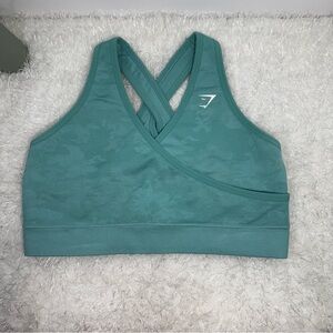 Gymshark Camo Seamless Wrap Sports‎ Bra Teal Green M